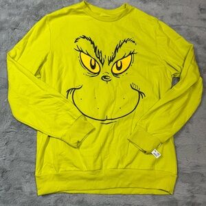 Dr. Seuss Grinch Face Sweater - Bright Yellow